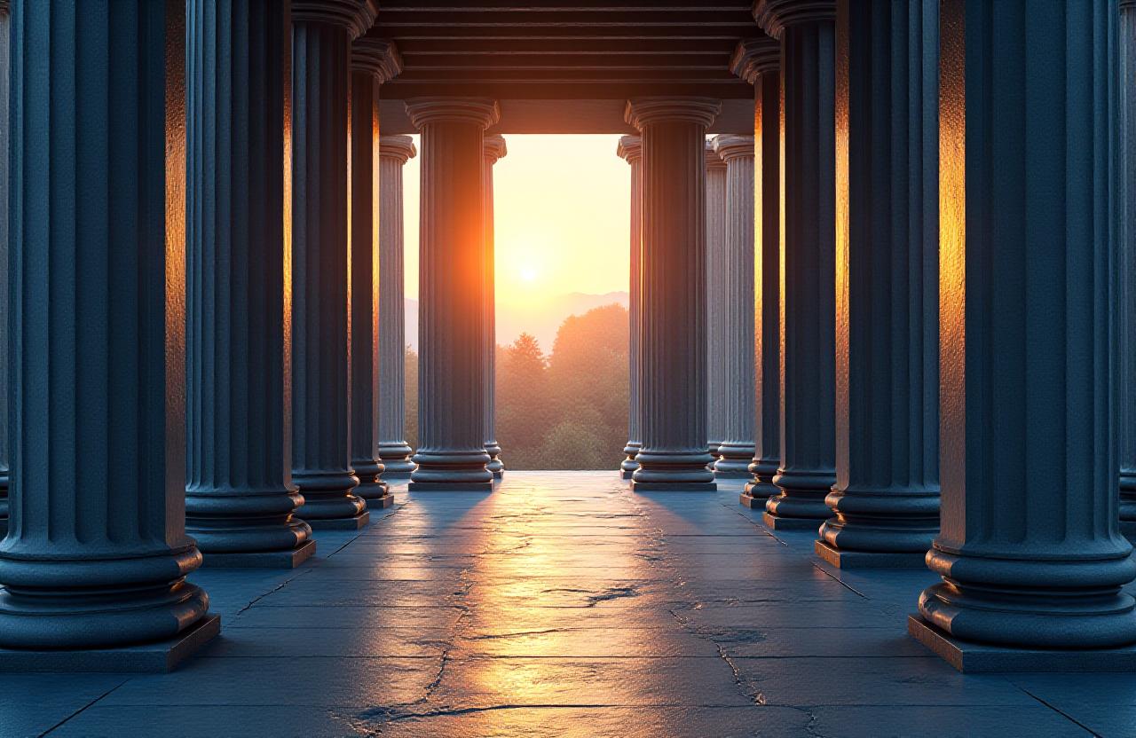 Vista industriale moderna e architettura romana con un tocco di eleganza legale